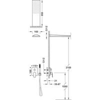 Regendoucheset Inbouw Tres Project Vierkant 30 cm Met Wanddouche en Handdoucheset met Staafhanddouche Rapid Box Mat Wit - thumbnail