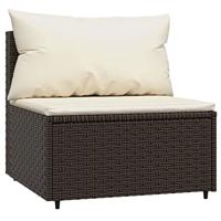 4-delige Loungeset met kussens poly rattan bruin - thumbnail