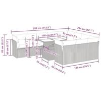 11-delige Loungeset met kussens poly rattan zwart - thumbnail