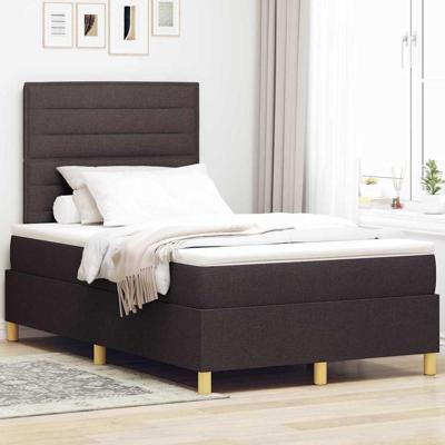 Boxspringbed met matras Donkerbruin 120 x 190 cm Stof
