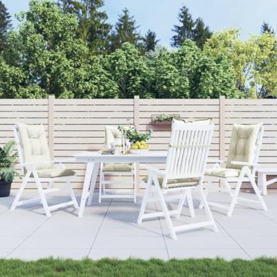 VidaXL Stoelkussens 4 st hoge rug 120x50x7 cm stof gemêleerd crème