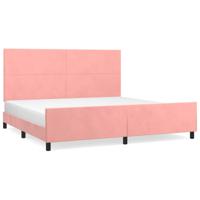 Bedframe met hoofdeinde fluweel roze 200x200 cm - thumbnail