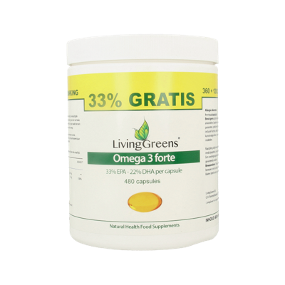 Livinggreens Omega 3 forte voordeelverpakking 480 Capsules Livinggreens Omega 3 forte voordeelverpakking 480 Capsules
