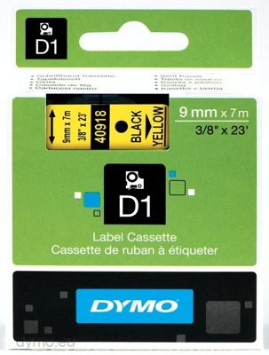 Dymo D1 tape 9 mm, zwart op geel