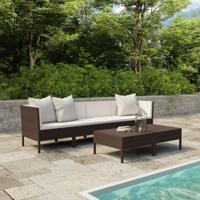 6-delige Loungeset met kussens poly rattan bruin - thumbnail