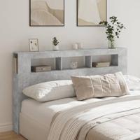 Hoofdeinde met LED 180x18,5x103,5 cm bewerkt hout betongrijs - thumbnail