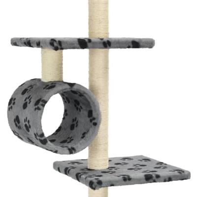 Kattenkrabpaal met sisalpalen 260 cm pootafdrukken grijs - thumbnail