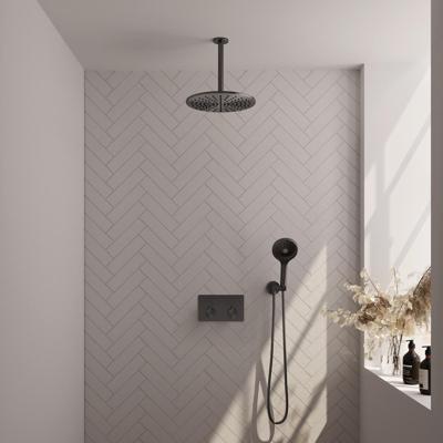 Brauer Gunmetal Edition Thermostatische Regendoucheset Inbouw - Hoofddouche 30 cm - Met Drukknoppen - Handdouche 3 Standen - Doucheslang - Wandaansluitbocht - Gunmetal