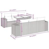 7-delige Loungeset met kussens poly rattan zwart - thumbnail