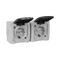 Kopp 137056002 Nautic Wandcontactdoos met randaarde en klapdeksel spatwaterdicht Grijs 1 stuk(s) - thumbnail