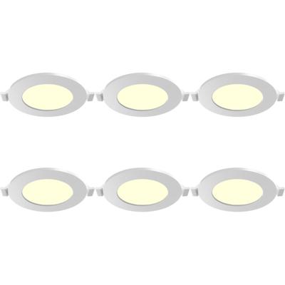 LED Downlight Inbouwspot 6 Stuks - Brinton Thin - 3W 220lm 120° Bundelhoek - Warm Wit 3000K - IP40 - Rond - Wit - Ø85mm Buitenmaat - Ø70mm Zaagmaat