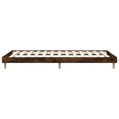 Bedframe bewerkt hout gerookt eikenkleurig 75x190 cm Bedframe bewerkt hout gerookt eikenkleurig 75x190 cm
