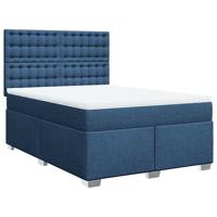 Boxspring met matras stof blauw 140x190 cm - thumbnail
