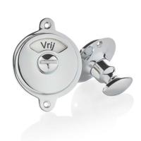 De Oude Deurklink WC Slot glanzend nikkel vrij-bezet plaat draaiknop rond rozet - thumbnail