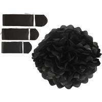 Creativ Company Pompon van papier, d 20+24+30 cm, 16 gr, zwart, 3 stuk/ 1 doos - thumbnail