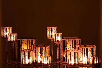 J-Line theelichthouder op boet Boom - glas - bruin - large - 2 stuks