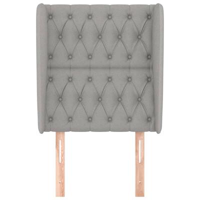 Hoofdbord met randen 83x23x118/128 cm stof lichtgrijs