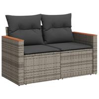 6-delige Loungeset met kussens poly rattan grijs - thumbnail
