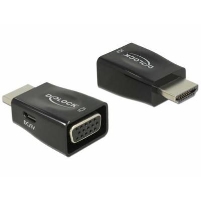 Delock 65902 HDMI / VGA Adapter [1x HDMI-stekker - 1x D-sub bus 15-polig] Zwart