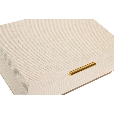 Doos-Juwelenkistje Home ESPRIT Wit Gouden Hout (2 Stuks)