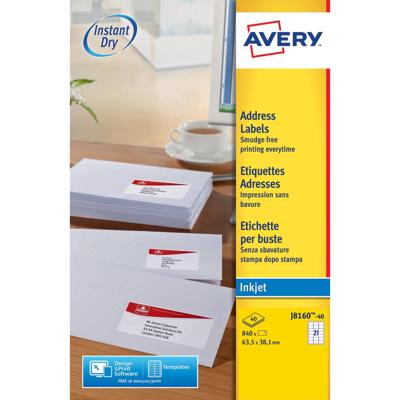 Etiket Avery J8160-40 63.5x38.1mm wit 840 etiketten | 5 stuks