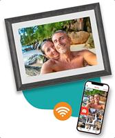 Pora&co Digitale Fotolijst met WiFi & Frameo App 10 inch, wit / bruin - thumbnail