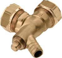 Bonfix knelkoppeling - Kniekoppeling met aftapgelegenheid - 22mm x 22mm - Messing - thumbnail