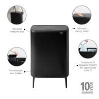 Brabantia Bo touch bin hi 2x30 liter matt black - thumbnail