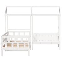 Kinderbedset met huisje massief grenenhout wit 80x200 cm - thumbnail