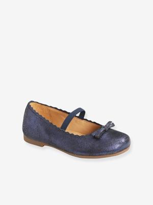 Leren meisjesballerina's marineblauw