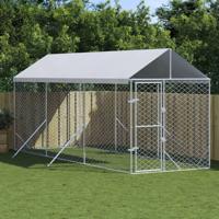 Hondenkennel met dak 2x6x2,5 m gegalvaniseerd staal zilver - thumbnail
