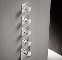 Hotbath Mate Afbouwdeel High Flow 4 Stopkranen Vierkant Geborsteld Nikkel - thumbnail