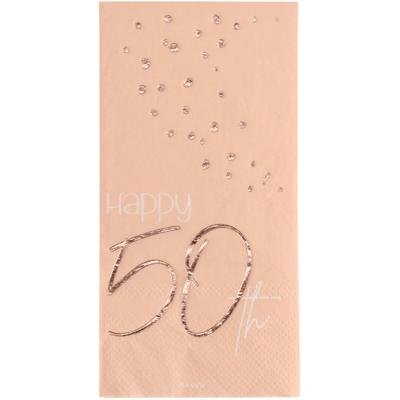 Servetten Elegant Lush Blush 50 Jaar 33x33cm - 10 stuks