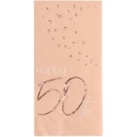 Servetten Elegant Lush Blush 50 Jaar 33x33cm - 10 stuks - thumbnail
