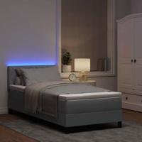 Box Spring Bed met Matras & LED Lichtgrijs 90x200 cm Stof - thumbnail