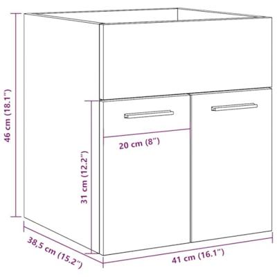 Wastafelkast 41x38,5x46 cm bewerkt hout sonoma eikenkleurig