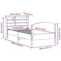 Bedframe zonder matras massief grenenhout wasbruin 75x190 cm - thumbnail