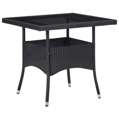 5-delige Tuinset poly rattan en gehard glas zwart