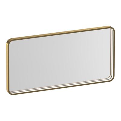 Brauer Sapphire Spiegel - Rechthoekig met Afgeronde Hoeken - 80 cm - met Goud Frame - met Directe LED-Verlichting - Dimbaar en met Kleurfunctie - met Afstandsbediening