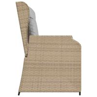 Tuinbankje verstelbaar met kussens poly rattan beige - thumbnail