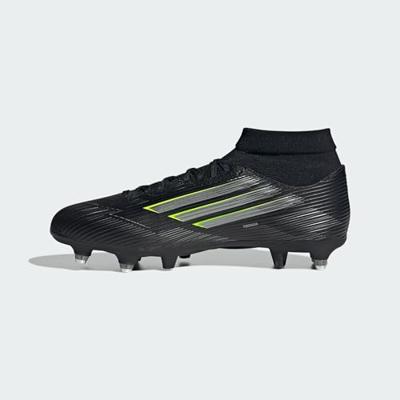 adidas F50 League Mid IJzeren-Nop Voetbalschoenen (SG) Zwart Zilver Neongeel