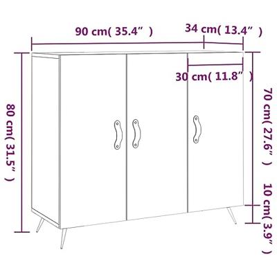 Dressoir 90x34x80 cm bewerkt hout grijs sonoma eikenkleurig