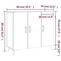 Dressoir 90x34x80 cm bewerkt hout grijs sonoma eikenkleurig - thumbnail