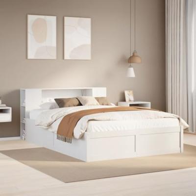 Bedframe zonder matras massief grenenhout wit 140x190 cm