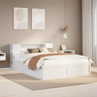 Bedframe zonder matras massief grenenhout wit 140x190 cm - thumbnail