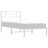 Bedframe met hoofdbord metaal wit 80x200 cm - thumbnail