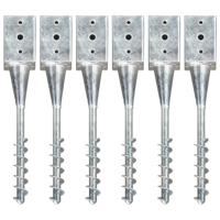 VidaXL Grondpinnen 6 st 9x9x56 cm gegalvaniseerd staal zilverkleurig - thumbnail