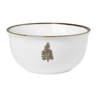 Schaaltje met gouden kerstboom - wit - ø13.5x6.5 cm - thumbnail