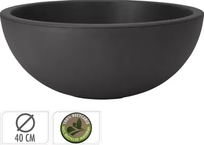 Pro Garden Plantenpot/bloempot ronde schaal Kunststof Antraciet 40x16 Buiten