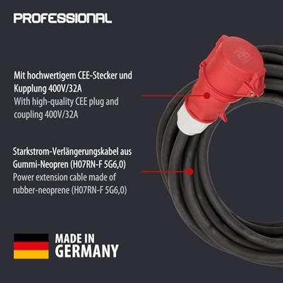 Brennenstuhl 1167320100 Stroom Verlengkabel 32 A Zwart 10.00 m H07RN-F 5G 6 mm²